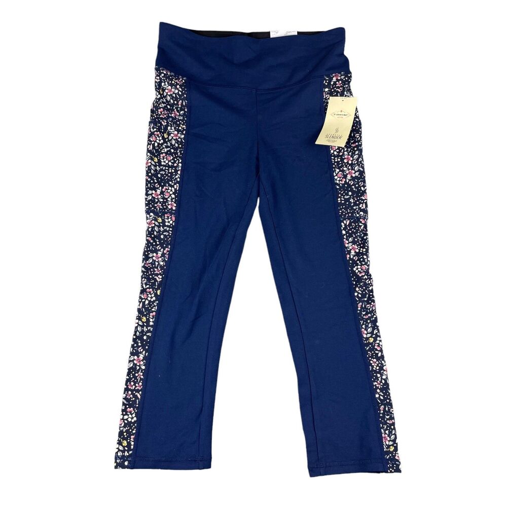 St Johns Bay Leggings Women's Small Navy Blue Active Capri Pants Compression NWT